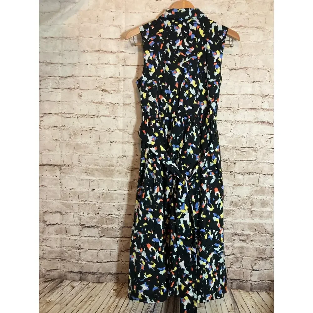 Jason Wu Shirt Dress Womens XS Black Speckled Full Button Front Belted Artsy - Picture 12 of 14